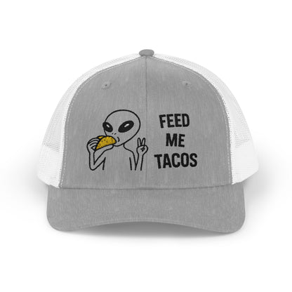 Alien Taco Lover Snapback Hat - Funny Trucker Cap for Foodies & Space Enthusiasts