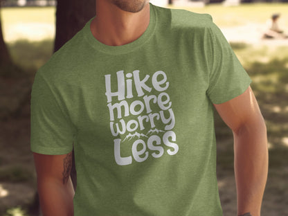 Hike More Worry Less Graphic Design Motivational T-Shirt T-Shirt - Outdoor & Adventure Collection - Mile Marker 16 Gear by Cloud 16 Clothing Co.