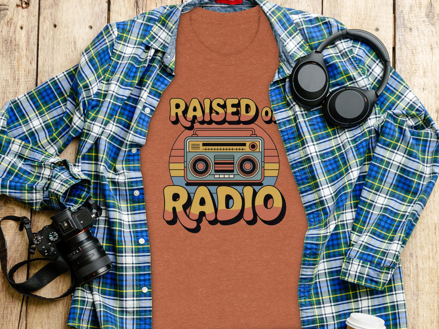Raised On Radio Retro Style Graphic Design Shirt