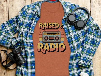 Raised On Radio Retro Style Graphic Design Shirt