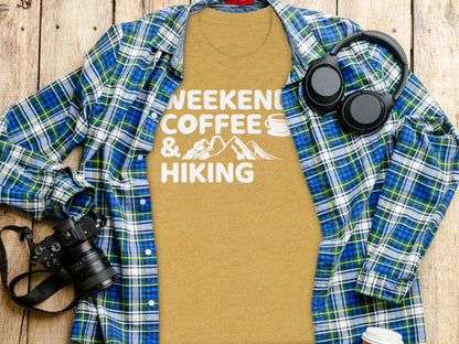 Weekends Coffee And Hiking Graphic Design Funny T-Shirt T-Shirt - Outdoor & Adventure Collection - Mile Marker 16 Gear by Cloud 16 Clothing Co.