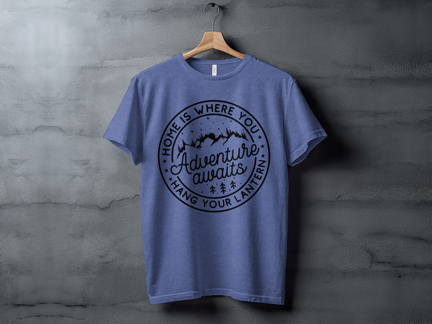 Home Is Where You Hang Your Lantern Adventure Awaits T-Shirt T-Shirt - Outdoor & Adventure Collection - Mile Marker 16 Gear by Cloud 16 Clothing Co.
