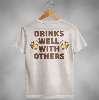 Drinks Well With Others Funny Party Social Graphic T-Shirt T-shirt - Scrappy Malone's Bar 100-Proof Humor - Cloud 16 Clothing Co.