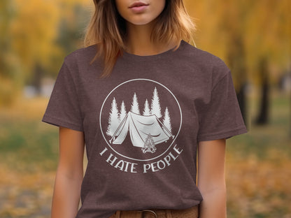 I Hate People Camping Tent Trees Graphic Illustration T-Shirt T-Shirt - Outdoor & Adventure Collection - Mile Marker 16 Gear by Cloud 16 Clothing Co.