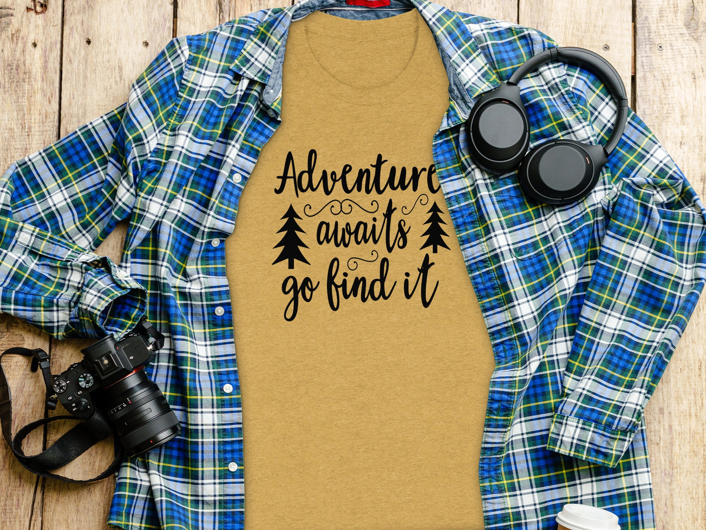 Adventure Awaits Go Find It Design With Trees T-Shirt T-Shirt - Outdoor & Adventure Collection - Mile Marker 16 Gear by Cloud 16 Clothing Co.