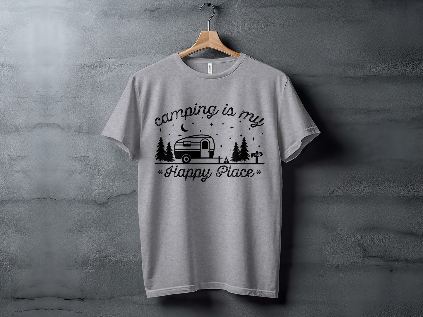 Camping Is My Happy Place Adventure Graphic T-Shirt T-Shirt - Outdoor & Adventure Collection - Mile Marker 16 Gear by Cloud 16 Clothing Co.