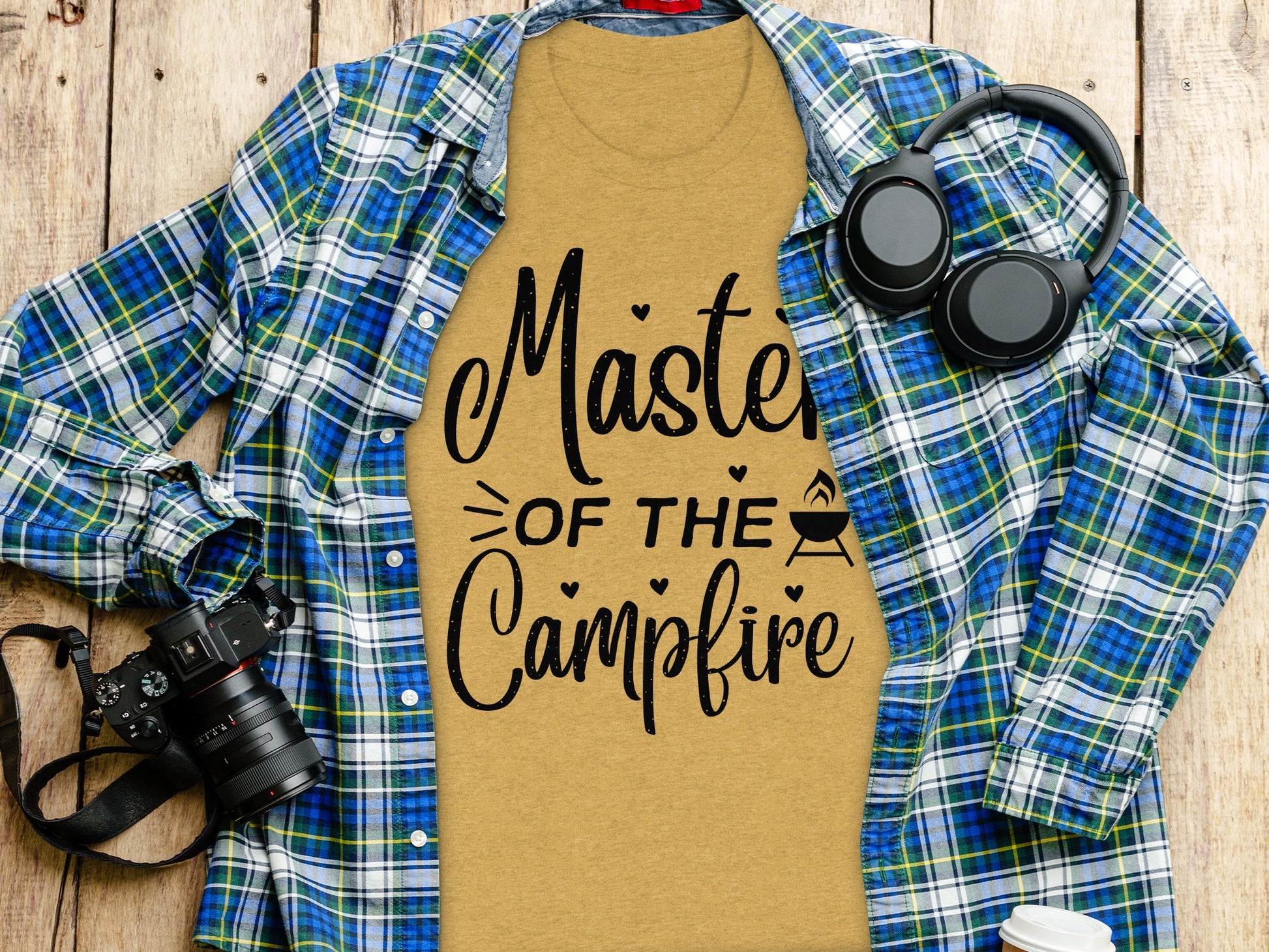 Master of The Campfire Design With Hearts T-Shirt T-Shirt - Outdoor & Adventure Collection - Mile Marker 16 Gear by Cloud 16 Clothing Co.