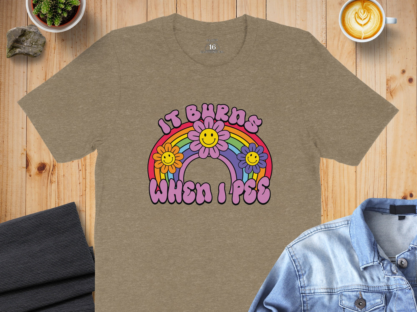 It Burns When I Pee Rainbow And Flowers Shirt