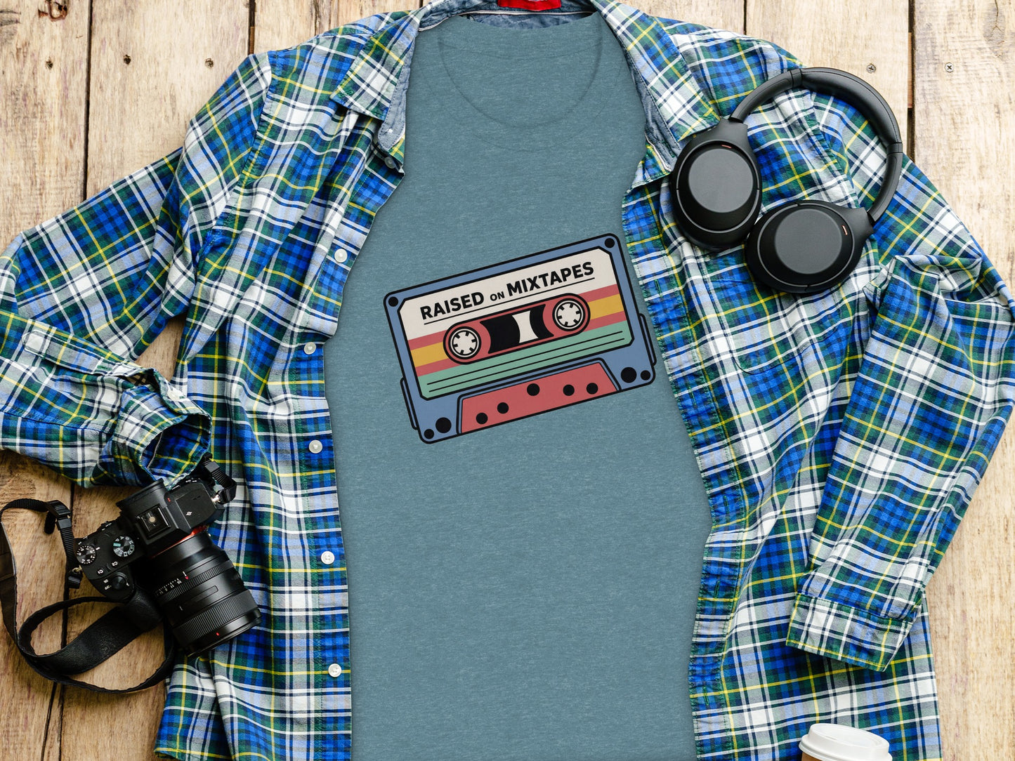 Retro Inspired 'Raised on Mixtapes' Graphic Tee