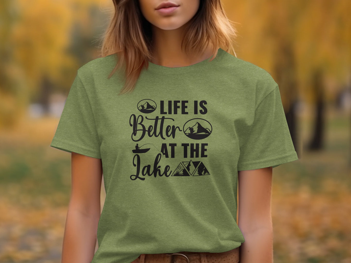 Life Is Better At The Lake Outdoors Mountain Scene T-Shirt T-Shirt - Outdoor & Adventure Collection - Mile Marker 16 Gear by Cloud 16 Clothing Co.