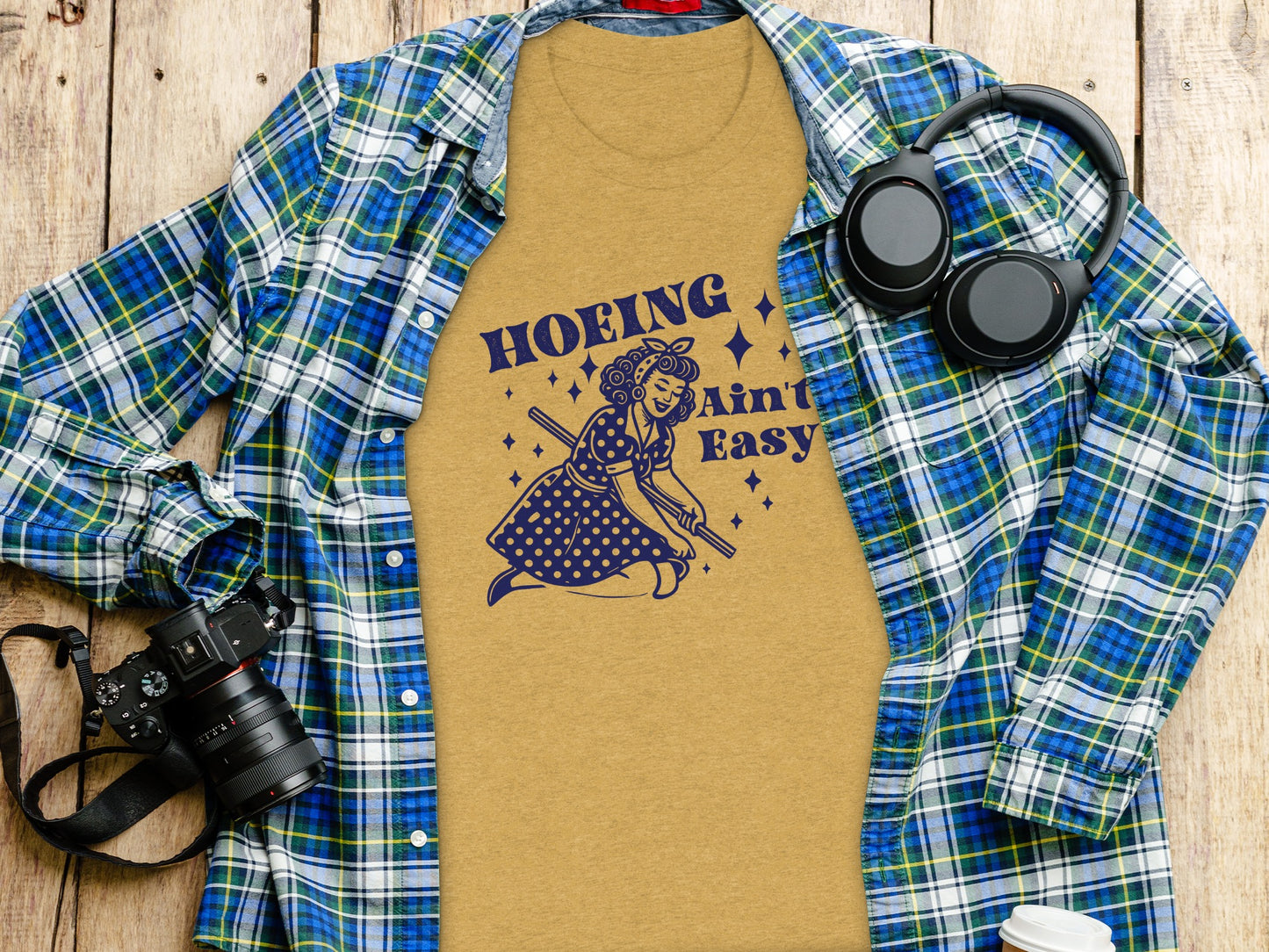 Hoeing Ain't Easy Graphic Shirt Gardening Humor Top