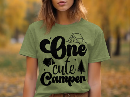 One Cute Camper Tent and Pine Tree Camping Design T-Shirt T-Shirt - Outdoor & Adventure Collection - Mile Marker 16 Gear by Cloud 16 Clothing Co.