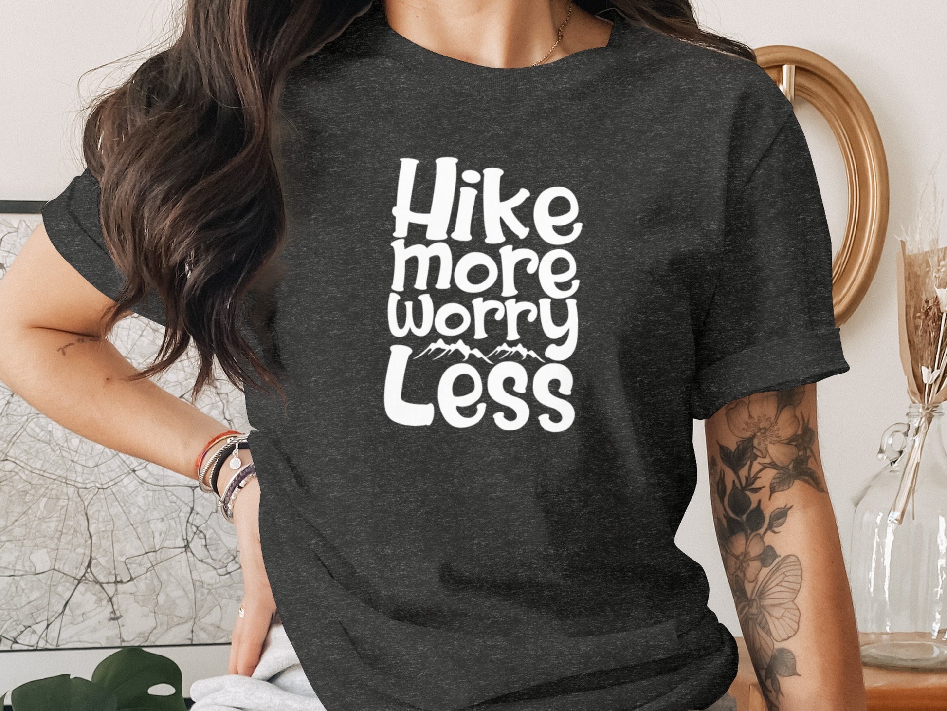 Hike More Worry Less Graphic Design Motivational T-Shirt T-Shirt - Outdoor & Adventure Collection - Mile Marker 16 Gear by Cloud 16 Clothing Co.