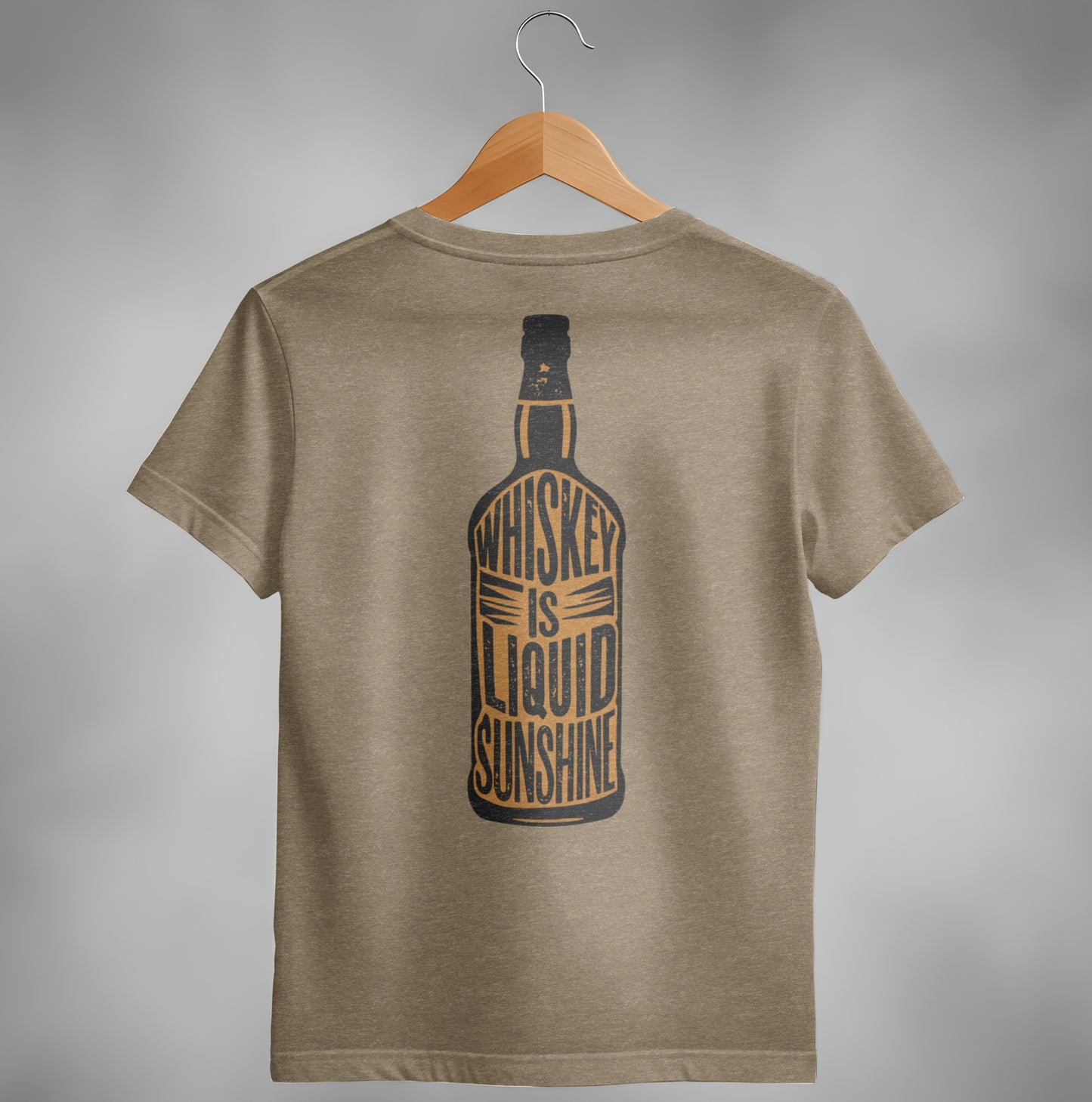 Whiskey Is Liquid Sunshine Bottle Design Graphic T-Shirt T-shirt - Scrappy Malone's Bar 100-Proof Humor - Cloud 16 Clothing Co.