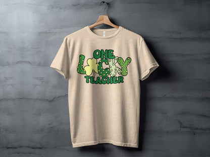 One Lucky Teacher Creative Graphic Design Shirt
