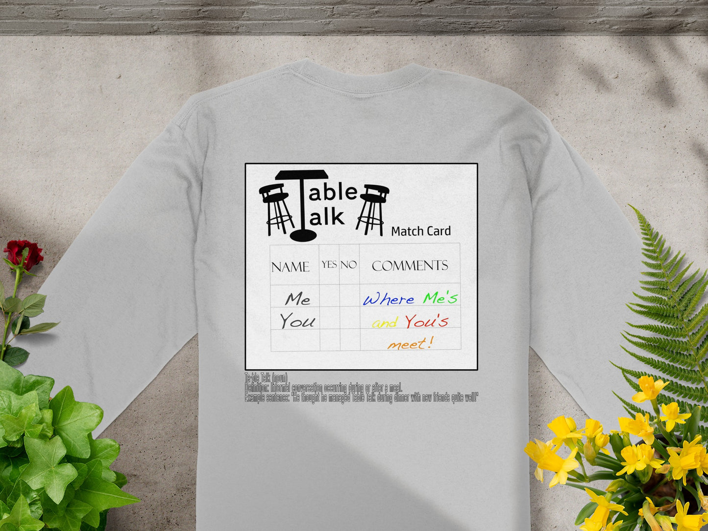 Fun Table Talk Match Card Design Long Sleeve Shirt