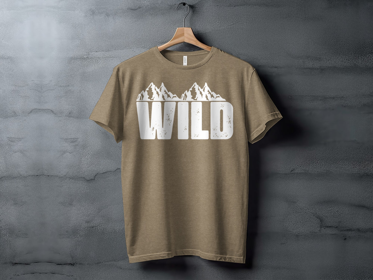 White Wild Text with Mountains Graphic Design T-Shirt T-Shirt - Outdoor & Adventure Collection - Mile Marker 16 Gear by Cloud 16 Clothing Co.
