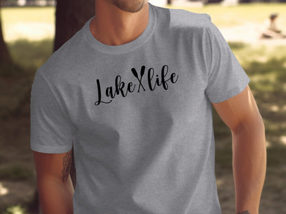 Lake With Crossed Paddles Graphic Design Lake Life T-Shirt T-Shirt - Outdoor & Adventure Collection - Mile Marker 16 Gear by Cloud 16 Clothing Co.