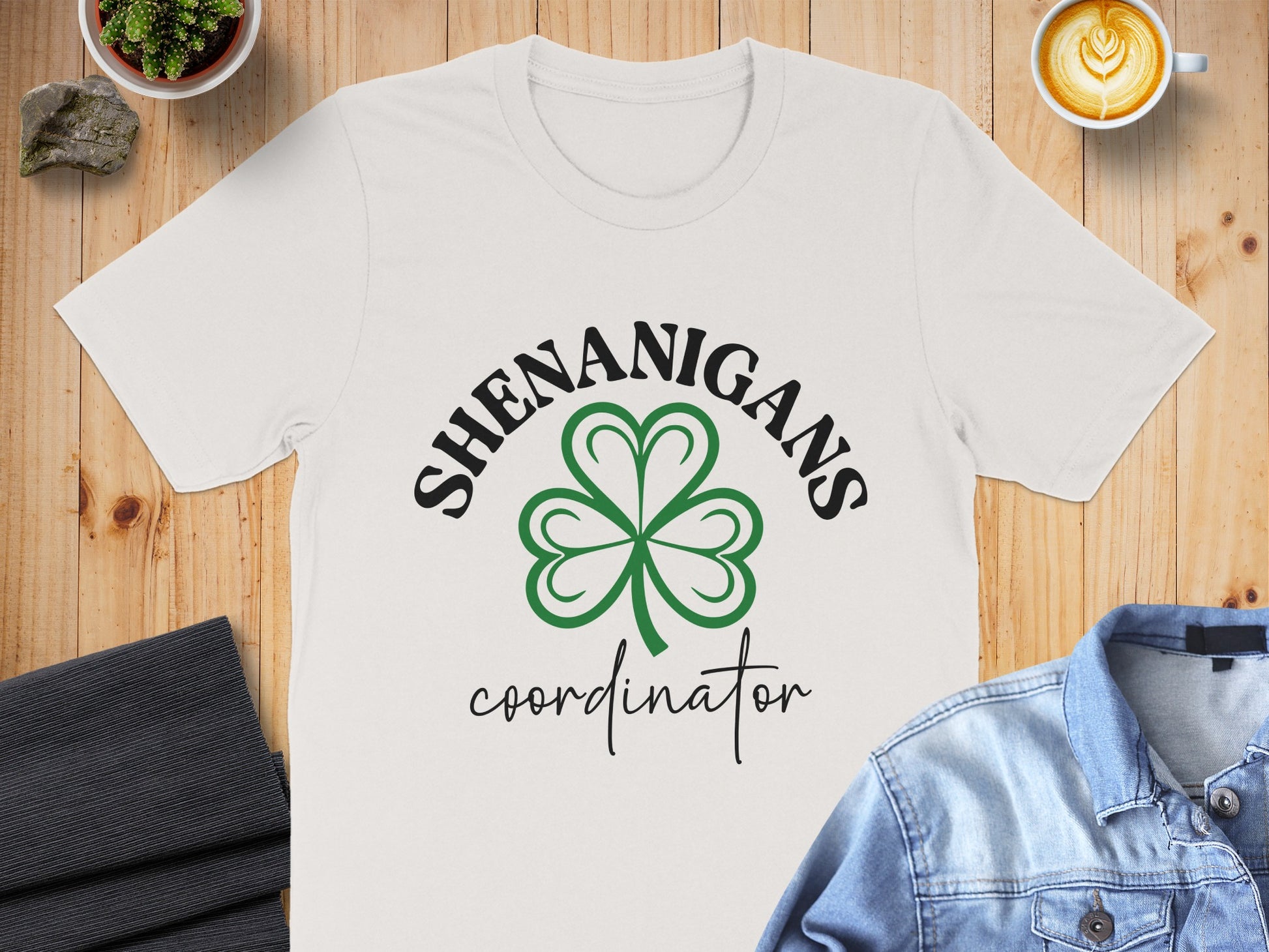 Shenanigans Coordinator Four-Leaf Clover Design Tee