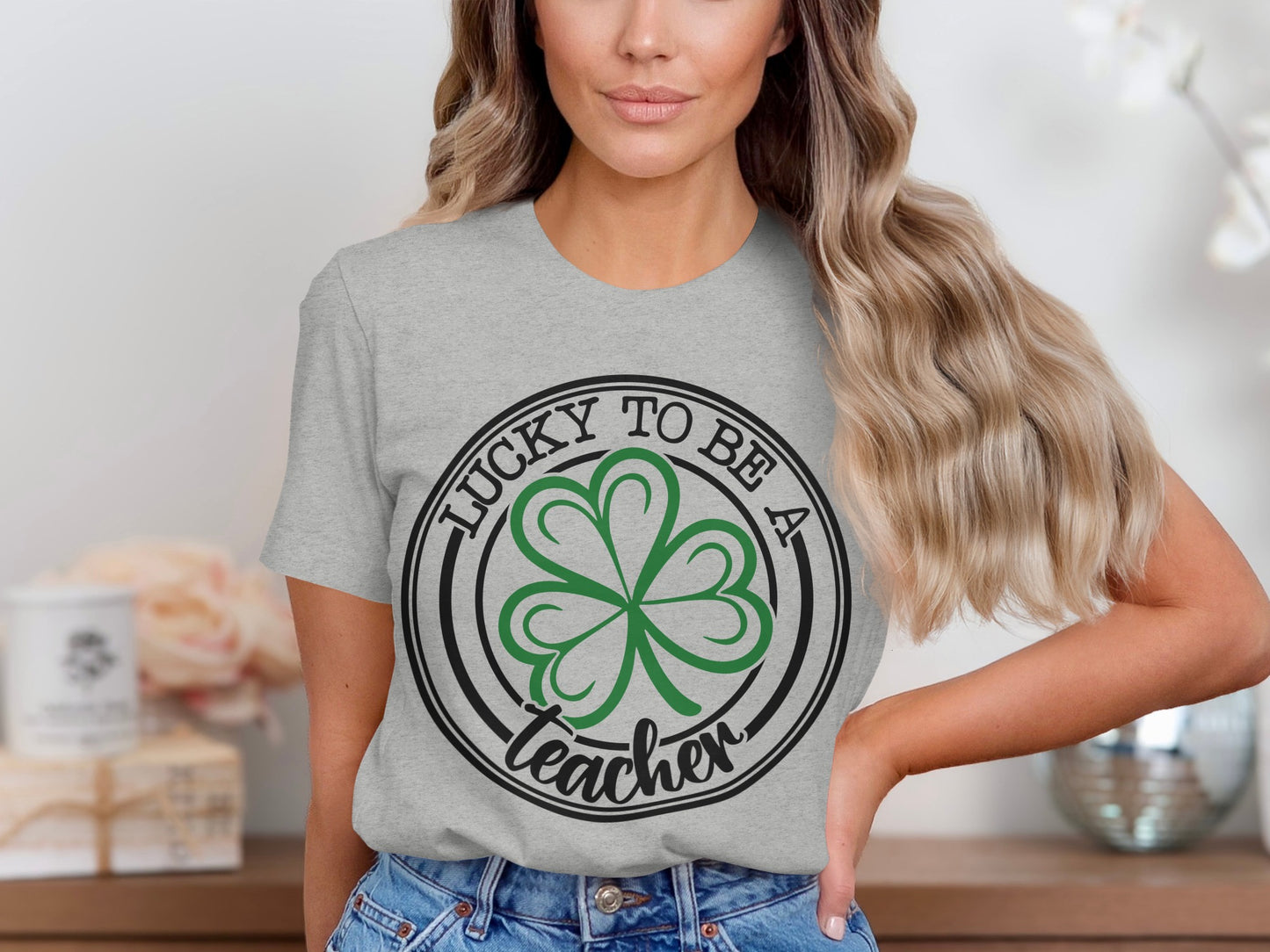 Lucky to Be a Teacher Shirt with Clover Design