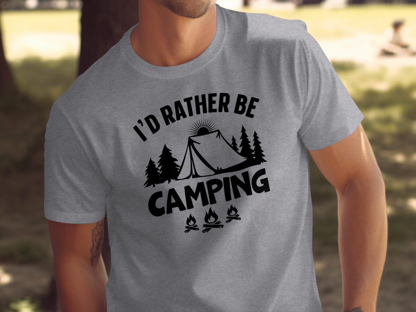 Id Rather Be Camping Tent Forest Fire Gift Idea T-Shirt T-Shirt - Outdoor & Adventure Collection - Mile Marker 16 Gear by Cloud 16 Clothing Co.