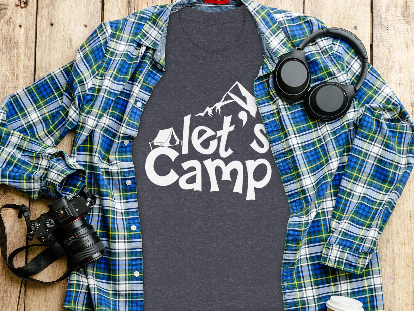 Lets Camp Tent With Mountain T-Shirt T-Shirt - Outdoor & Adventure Collection - Mile Marker 16 Gear by Cloud 16 Clothing Co.