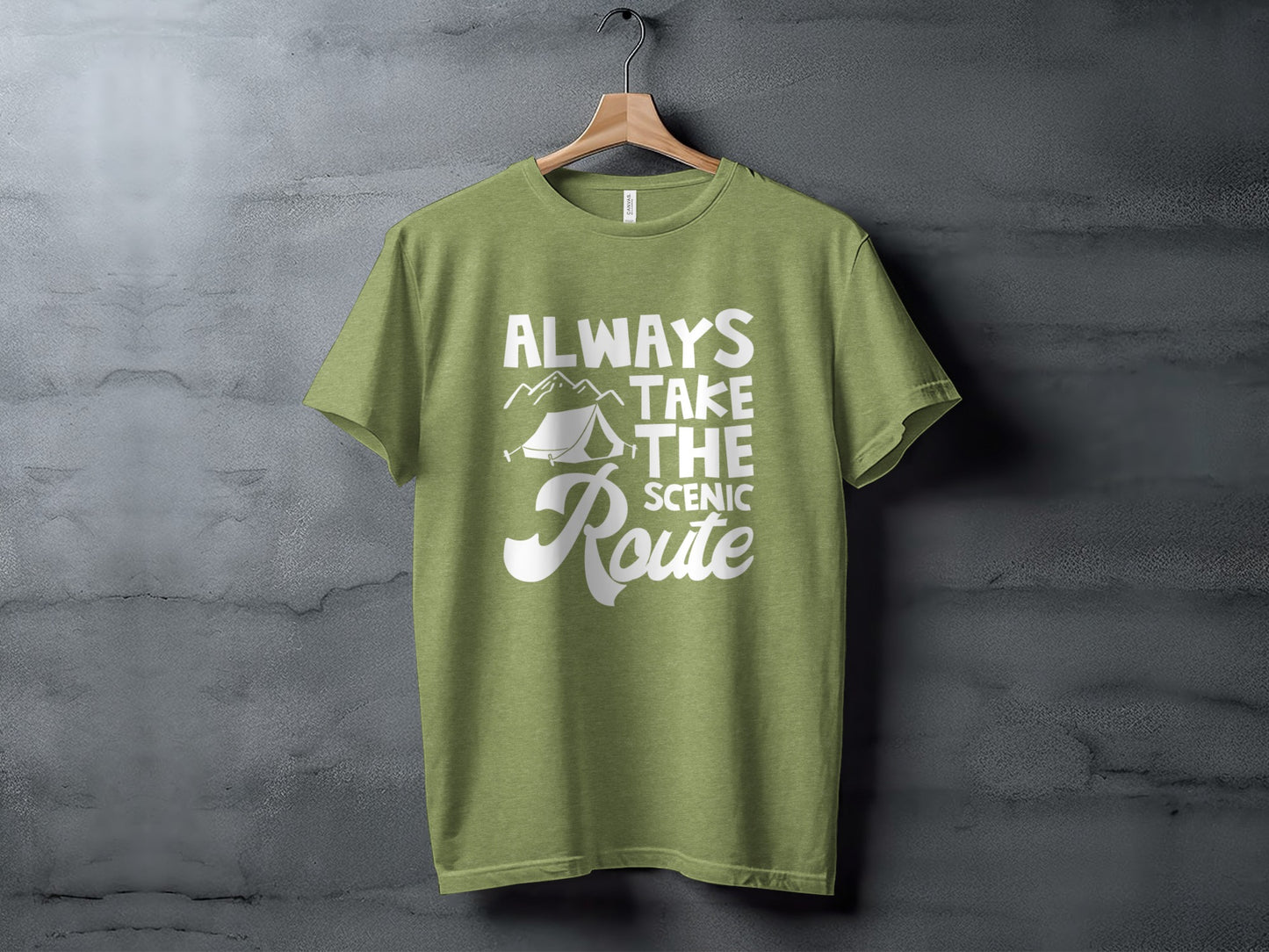 Always Take The Scenic Route Outdoors Camping Design T-Shirt T-Shirt - Outdoor & Adventure Collection - Mile Marker 16 Gear by Cloud 16 Clothing Co.