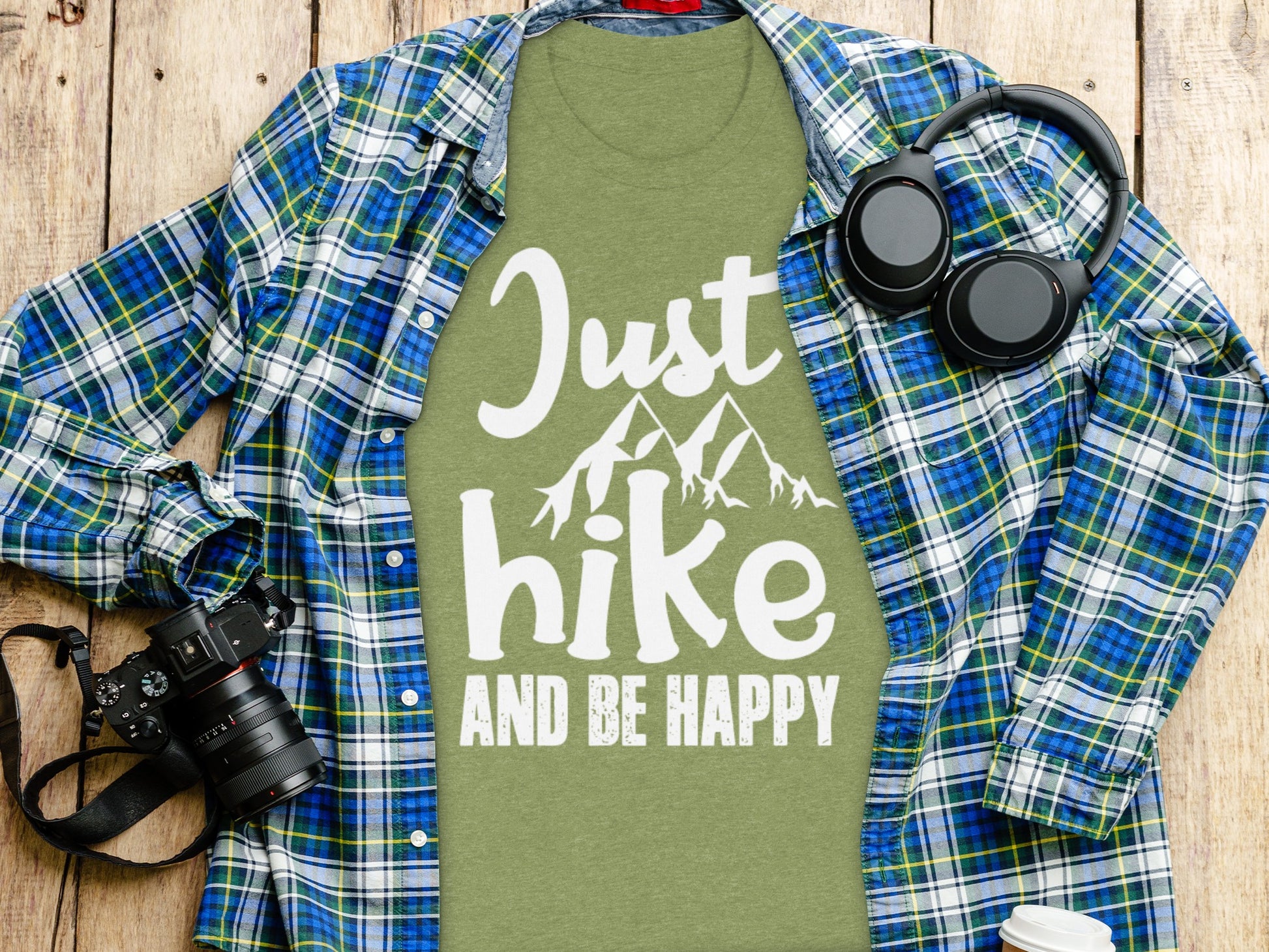Just Hike Mountains And Be Happy Mountain Lover T-Shirt T-Shirt - Outdoor & Adventure Collection - Mile Marker 16 Gear by Cloud 16 Clothing Co.