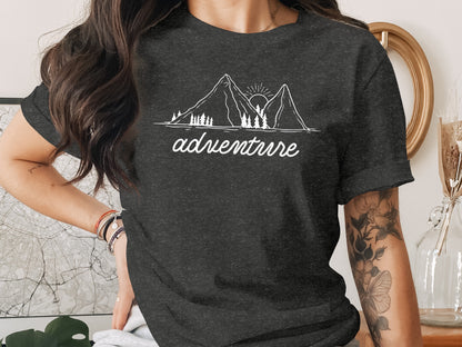 Adventure Awaits Mountains Graphic Tee Nature Lovers T-Shirt T-Shirt - Outdoor & Adventure Collection - Mile Marker 16 Gear by Cloud 16 Clothing Co.