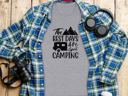 The Best Days Are Spent Camping Graphic Design T-Shirt T-Shirt - Outdoor & Adventure Collection - Mile Marker 16 Gear by Cloud 16 Clothing Co.