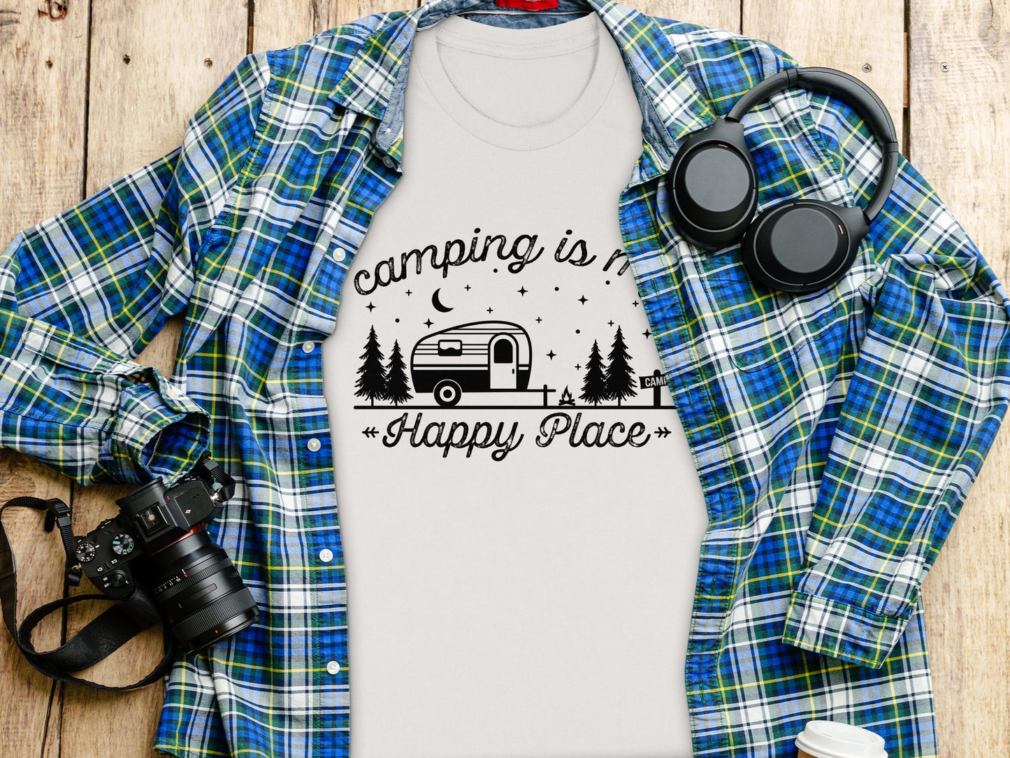 Camping Is My Happy Place Adventure Graphic T-Shirt T-Shirt - Outdoor & Adventure Collection - Mile Marker 16 Gear by Cloud 16 Clothing Co.