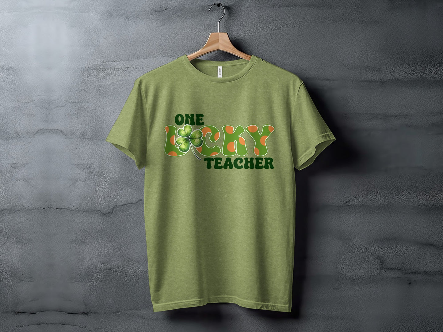 One Lucky Teacher Green Graphic T-Shirt