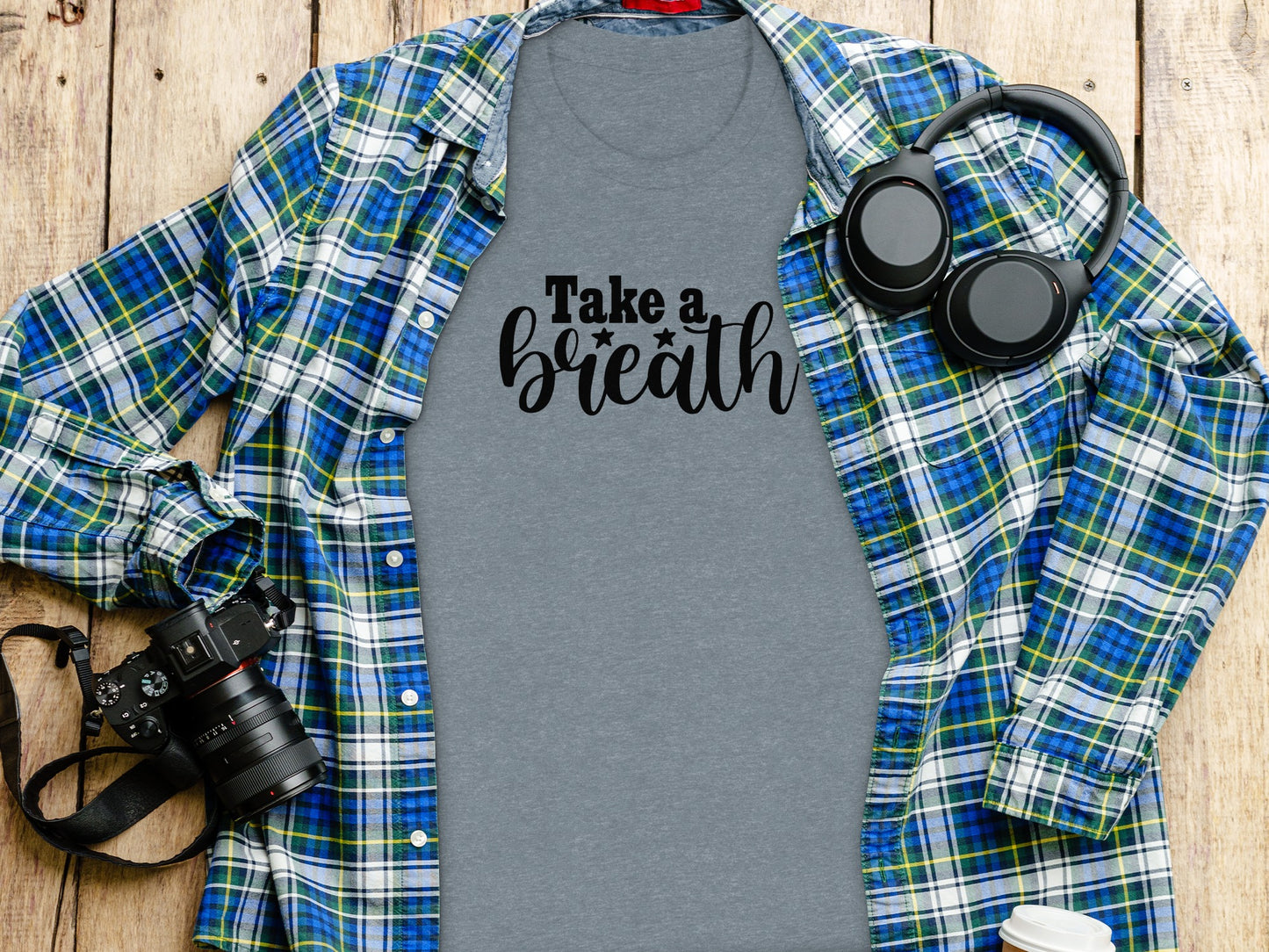 Take a Breath Graphic Two Stars Design Inspiration T-Shirt T-Shirt - Outdoor & Adventure Collection - Mile Marker 16 Gear by Cloud 16 Clothing Co.