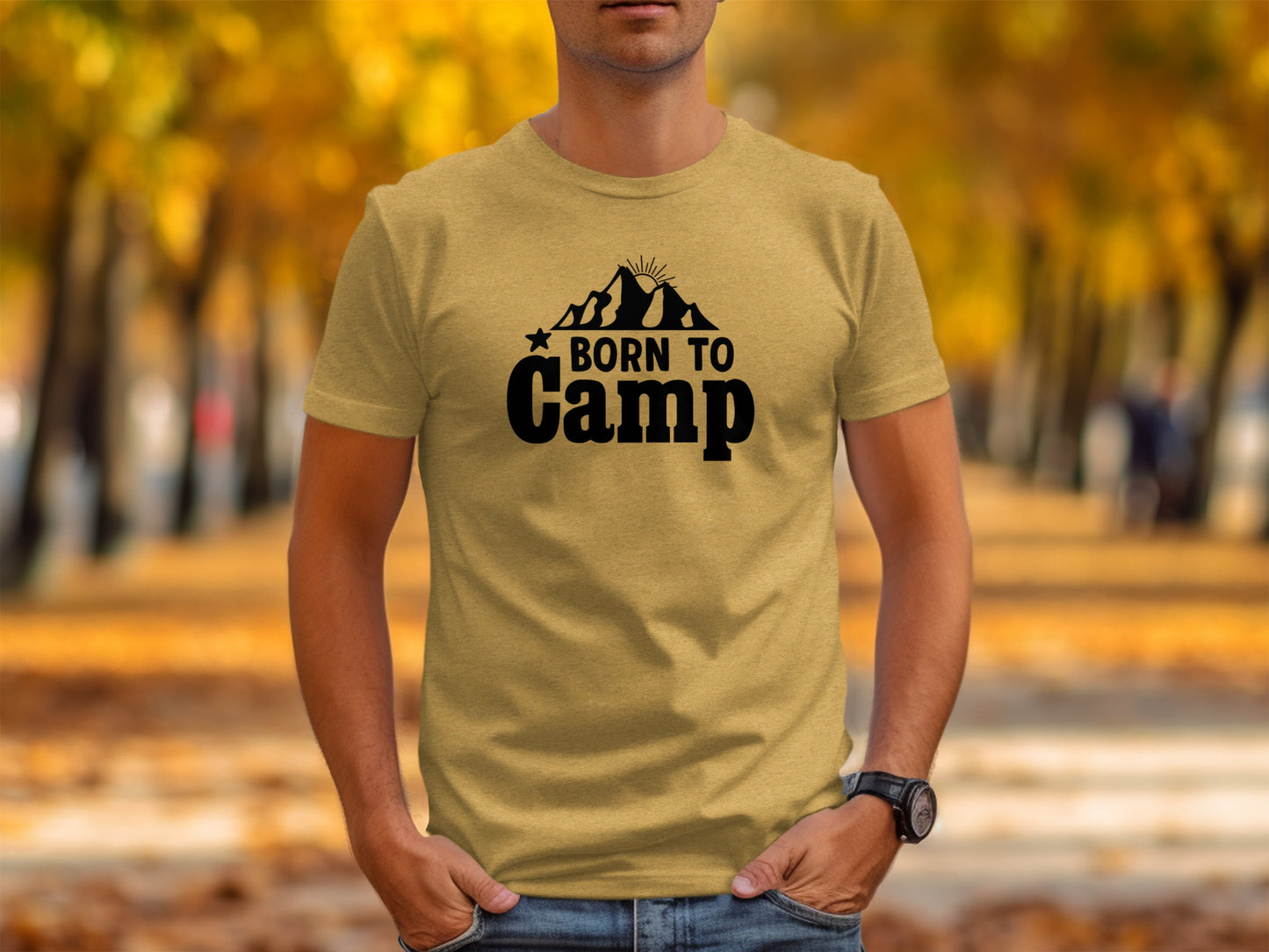Born To Camp Mountain Design Adventure Awaits T-Shirt T-Shirt - Outdoor & Adventure Collection - Mile Marker 16 Gear by Cloud 16 Clothing Co.