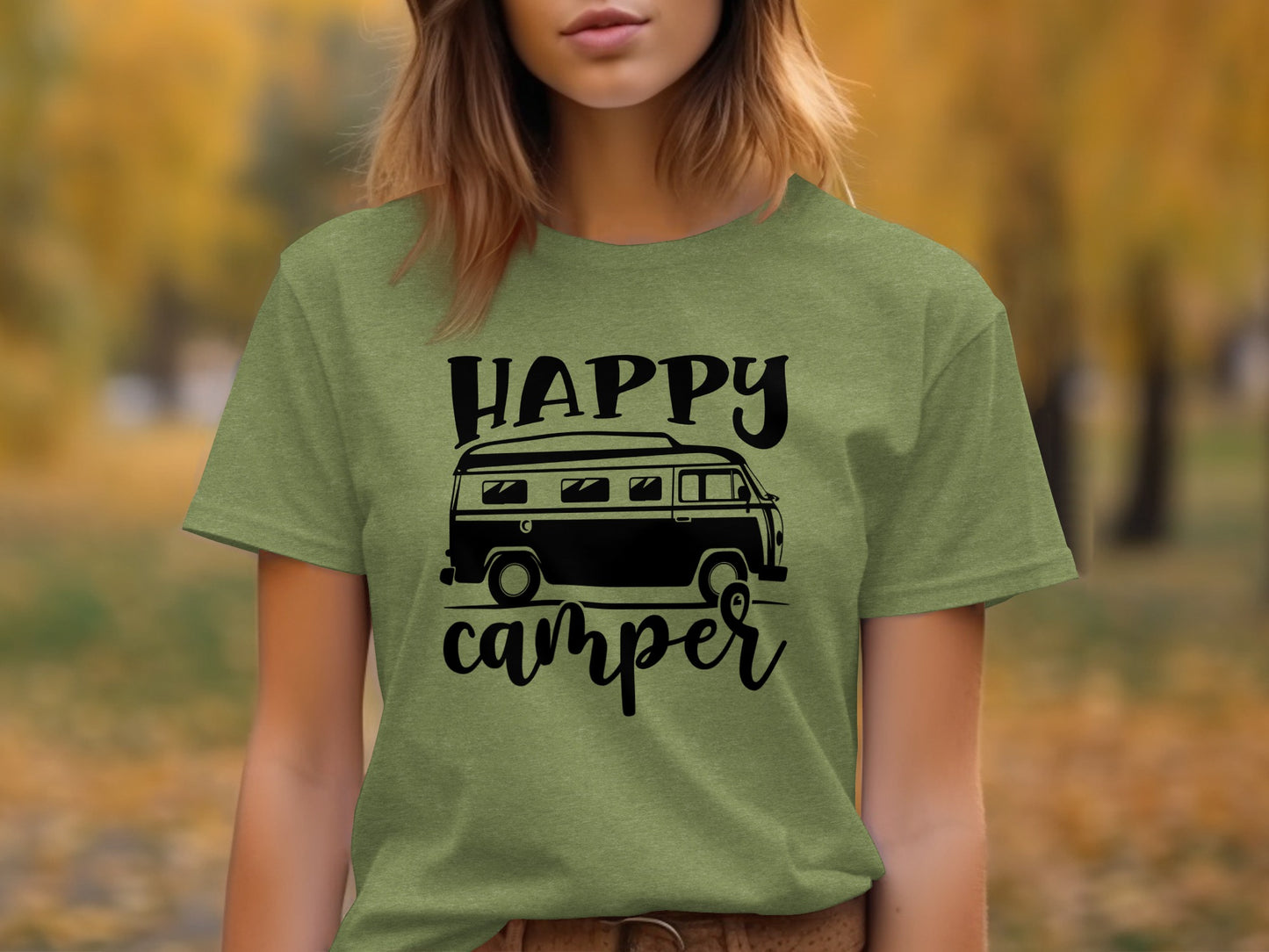 Happy Camper Volkswagen Van Road Trip Vacation T-Shirt T-Shirt - Outdoor & Adventure Collection - Mile Marker 16 Gear by Cloud 16 Clothing Co.