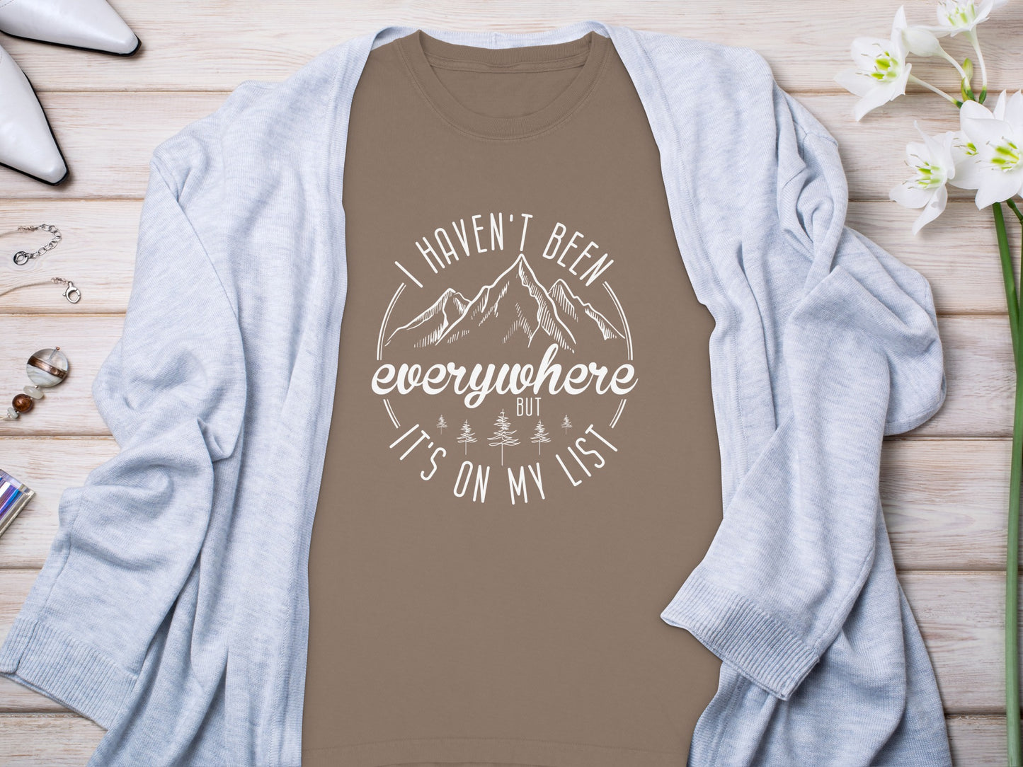 I Haven't Been Everywhere But It's On My List Long Sleeve T-Shirt Long Sleeve Tee - Outdoor & Adventure Collection - Mile Marker 16 Gear by Cloud 16 Clothing Co.