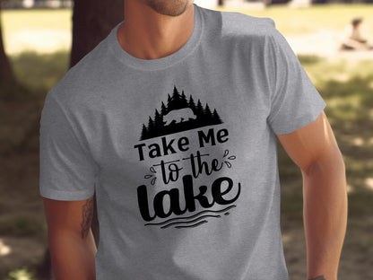 Take Me To the Lake Bear and Trees Design T-Shirt T-Shirt - Outdoor & Adventure Collection - Mile Marker 16 Gear by Cloud 16 Clothing Co.