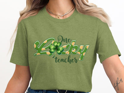 One Lucky Teacher Clover Graphic Tee Shirt