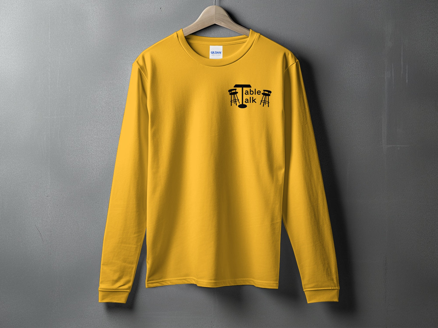Stylish Yellow Long Sleeve Shirt with Table Talk Design