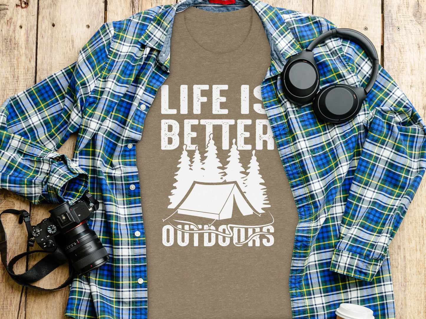 Life Is Better Outdoors Camping Tent Graphic Novelty T-Shirt T-Shirt - Outdoor & Adventure Collection - Mile Marker 16 Gear by Cloud 16 Clothing Co.