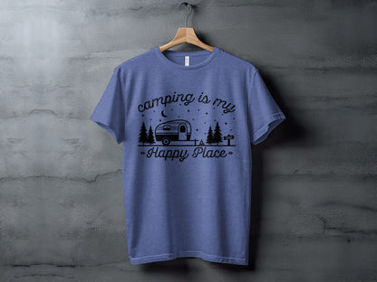 Camping Is My Happy Place Adventure Graphic T-Shirt T-Shirt - Outdoor & Adventure Collection - Mile Marker 16 Gear by Cloud 16 Clothing Co.