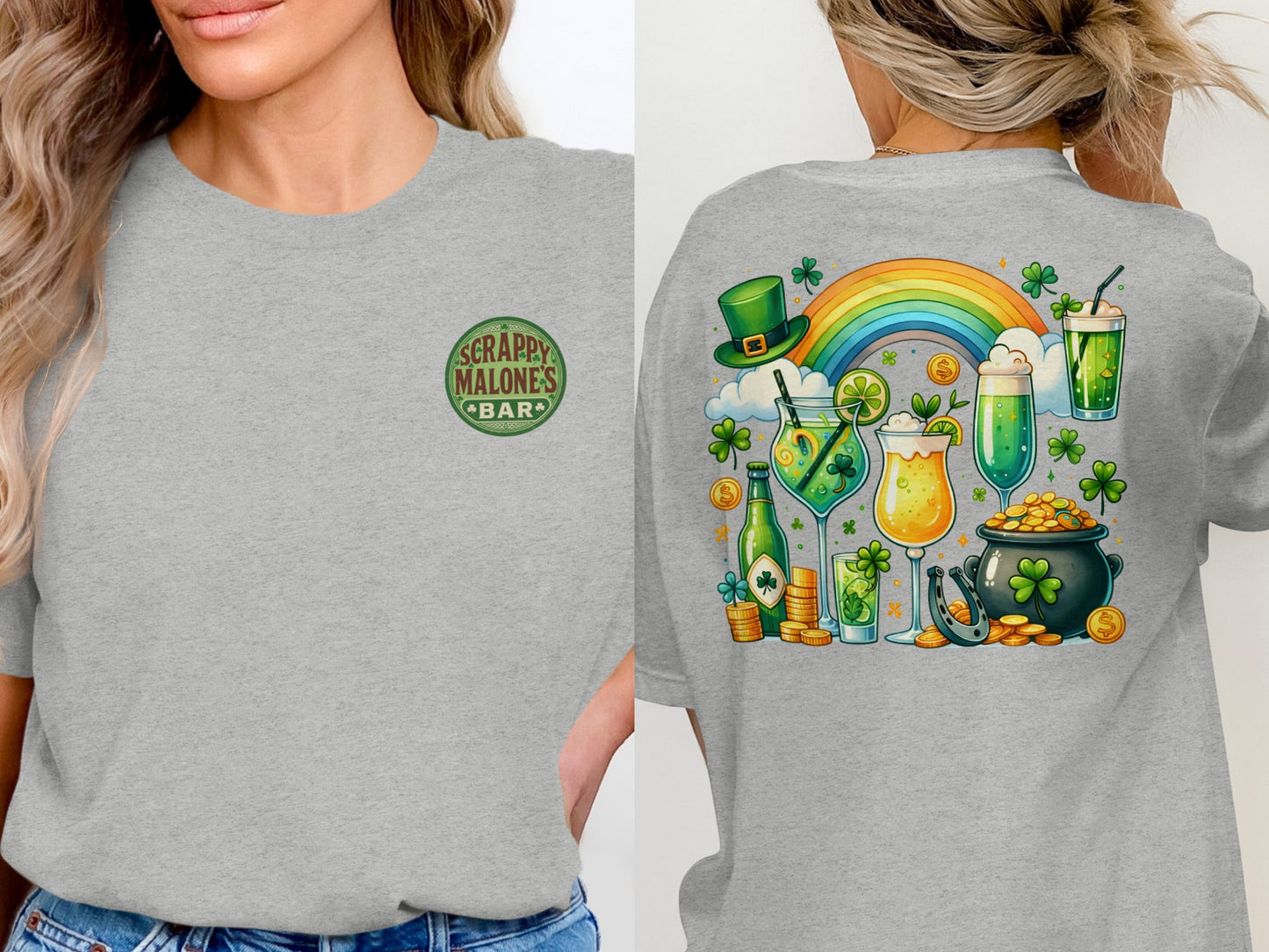 Scrappy Malone's Bar, Shamrock Pub Sign, Irish Bar, St Patricks Day Decor, Green Circle, Irish Pub Signage T-Shirt - Scrappy Malone's Bar 100-Proof Humor - Cloud 16 Clothing Co.