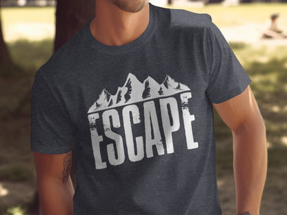 Escape Into The Mountains Outdoor Adventure Design T-Shirt T-Shirt - Outdoor & Adventure Collection - Mile Marker 16 Gear by Cloud 16 Clothing Co.