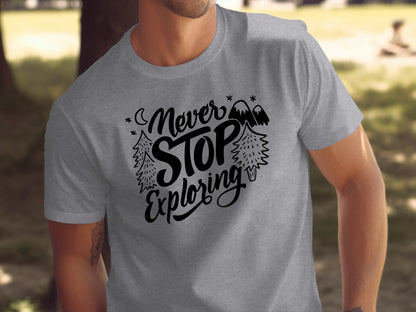 Never Stop Exploring Mountain Adventure Outdoors T-Shirt T-Shirt - Outdoor & Adventure Collection - Mile Marker 16 Gear by Cloud 16 Clothing Co.