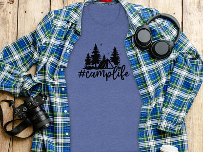 Hashtag Camplife Text Design With Camping Tent T-Shirt T-Shirt - Outdoor & Adventure Collection - Mile Marker 16 Gear by Cloud 16 Clothing Co.