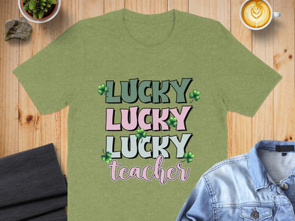 Lucky Lucky Lucky Teacher Graphic T-Shirt