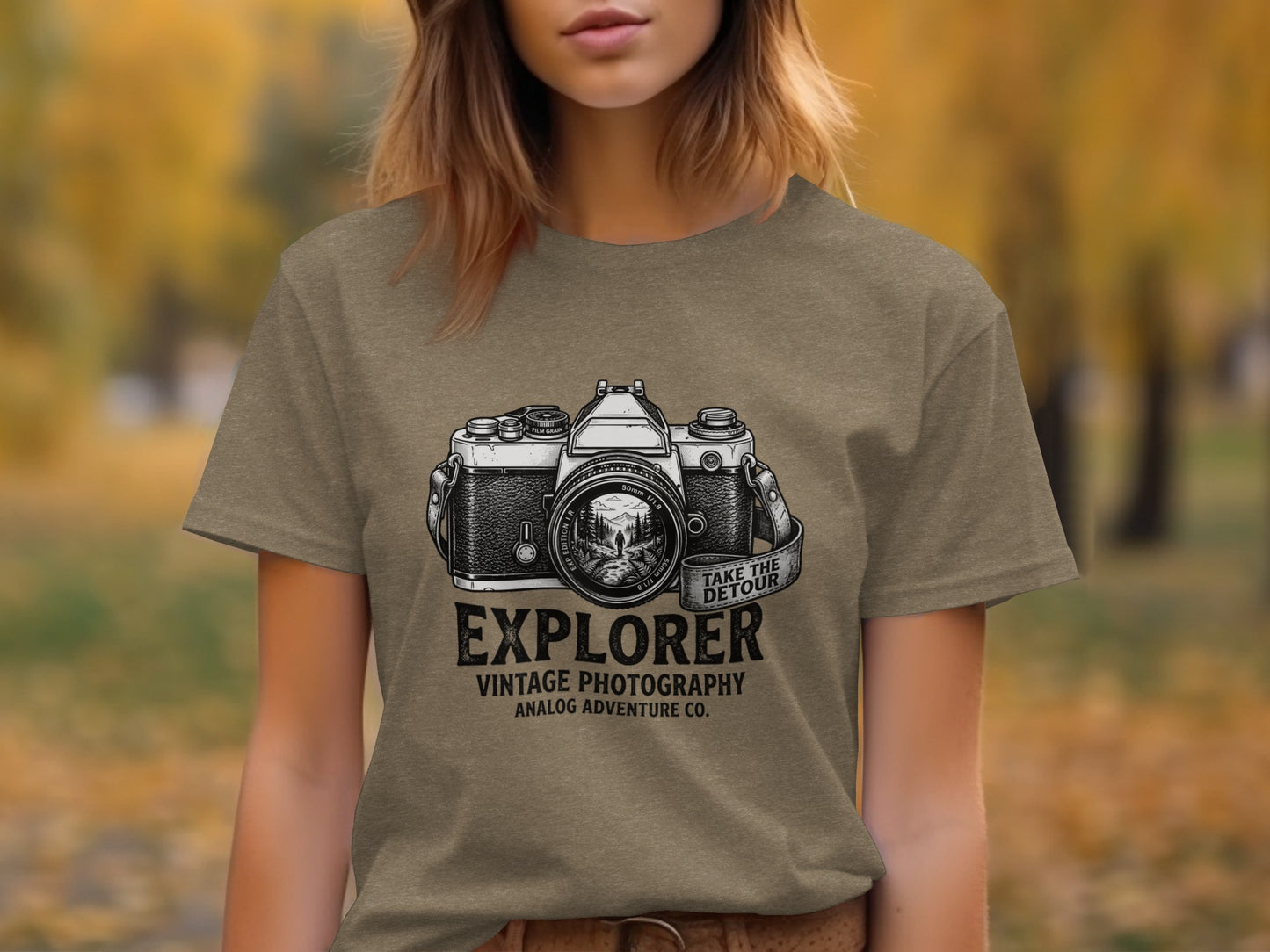 The Analog Explorer's Detour: Backcountry Outpost Shirt: Explorer Vintage Photography t-shirt with a retro camera graphic.