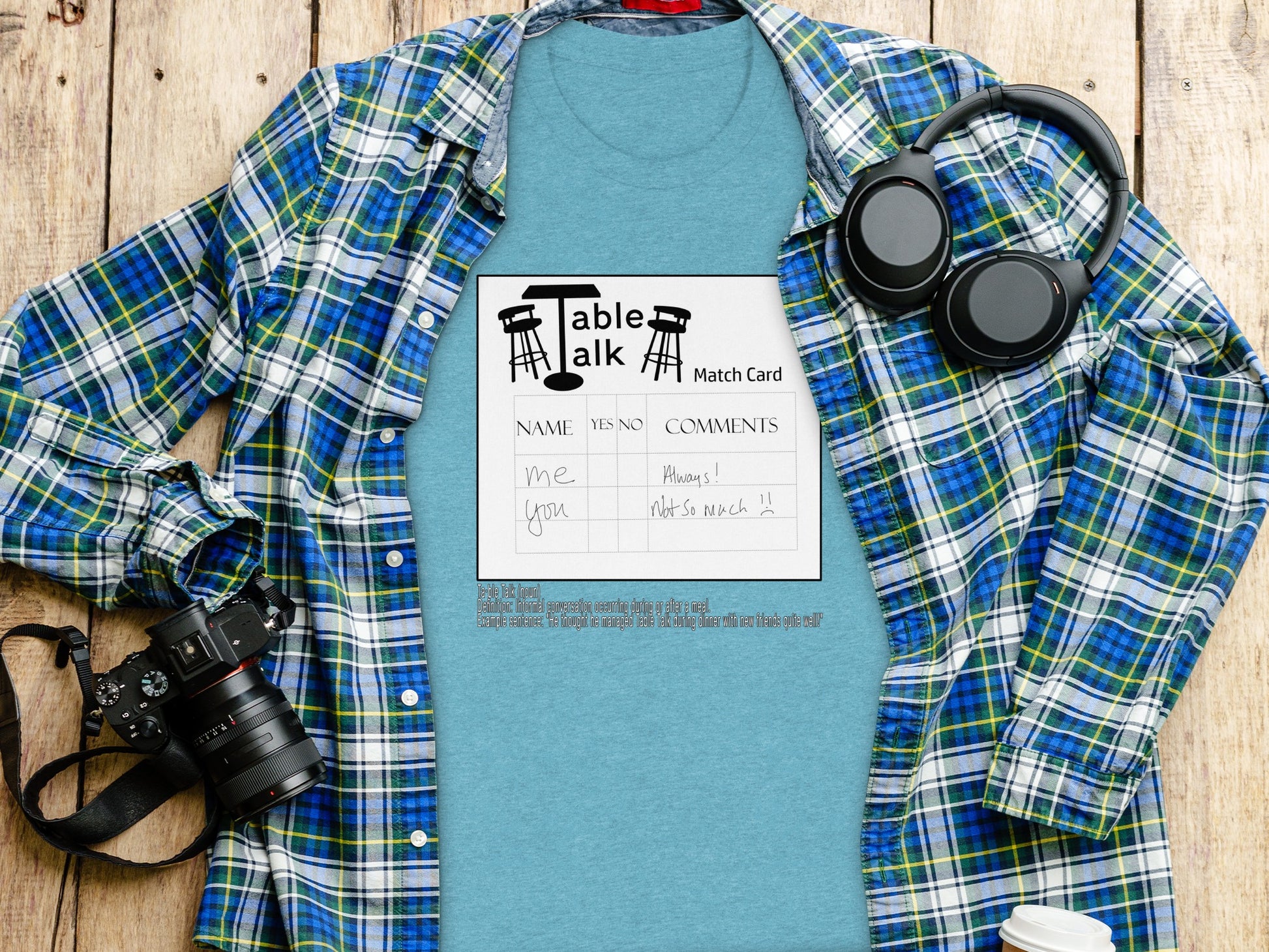 Unique Table Talk Match Card Graphic Tee Shirt