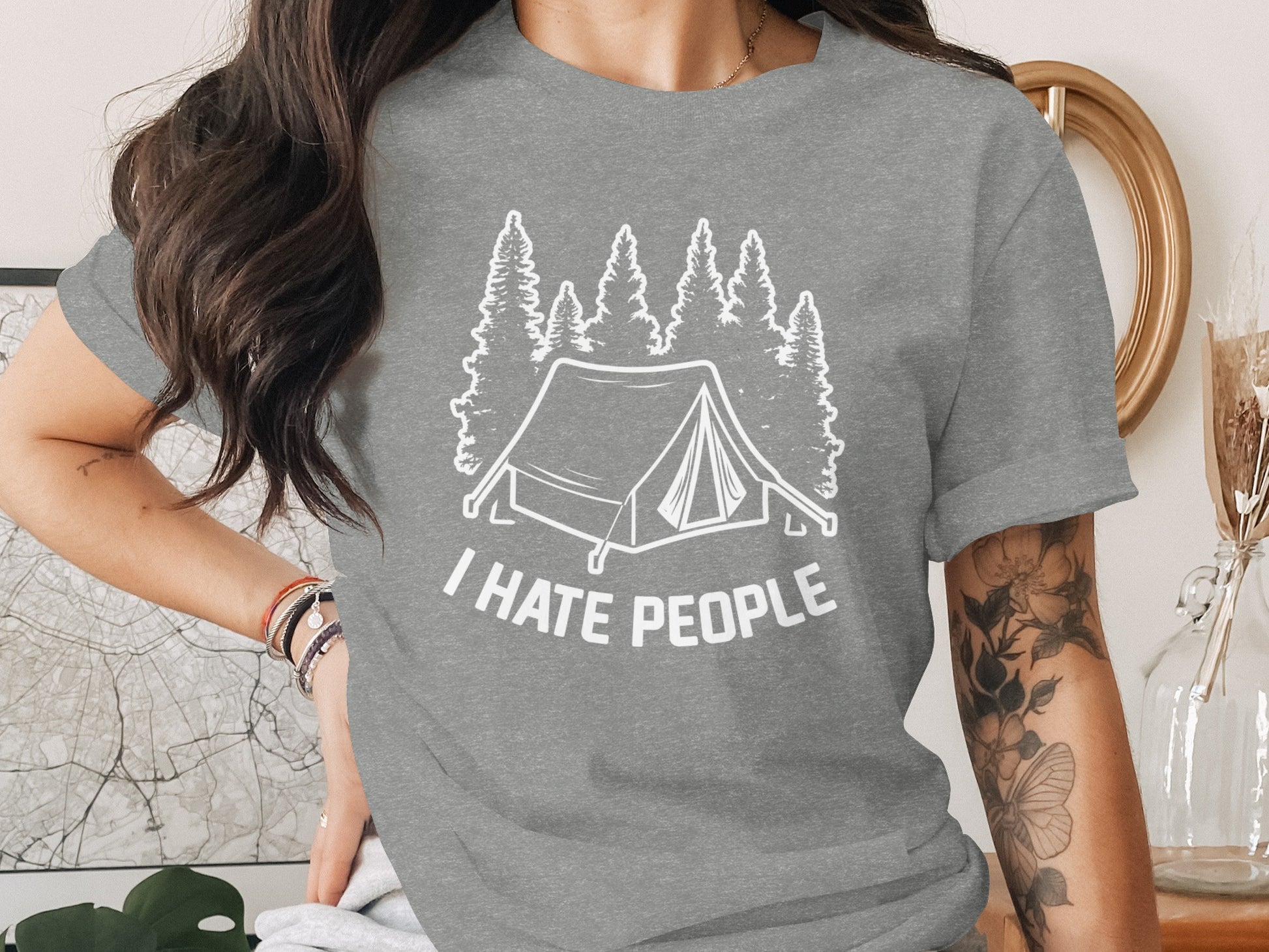 Introvert Camping Vacation Nature Tent and Hate People T-Shirt T-Shirt - Outdoor & Adventure Collection - Mile Marker 16 Gear by Cloud 16 Clothing Co.