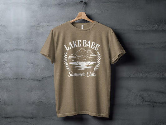 Lake Babe Summer Club with Mountain T-Shirt T-Shirt - Outdoor & Adventure Collection - Mile Marker 16 Gear by Cloud 16 Clothing Co.